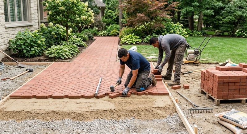 Brick Hardscape Installation in Providence, RI