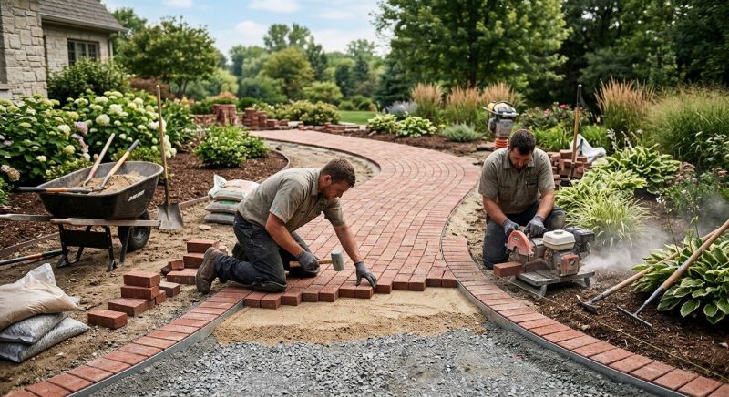 Brick Hardscaping Installation in West Hartford, CT